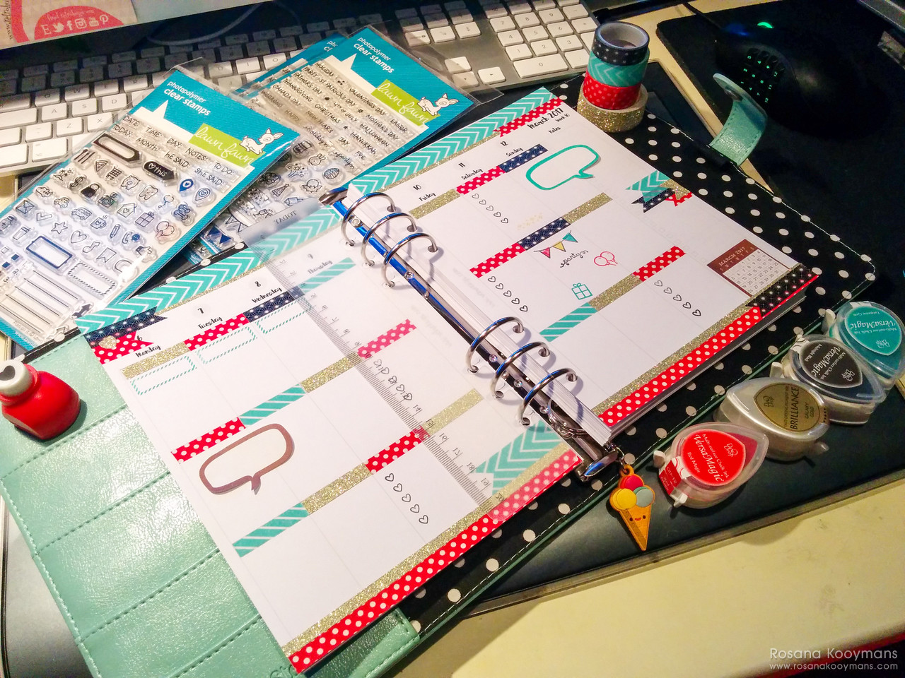 Favourite spread at the moment! 365 - March 8, 2017: Disney inspired planner spread week WO2P Carpe Diem Simple Stories Robin's Egg Mickey Mouse Minnie Mouse Disneyland