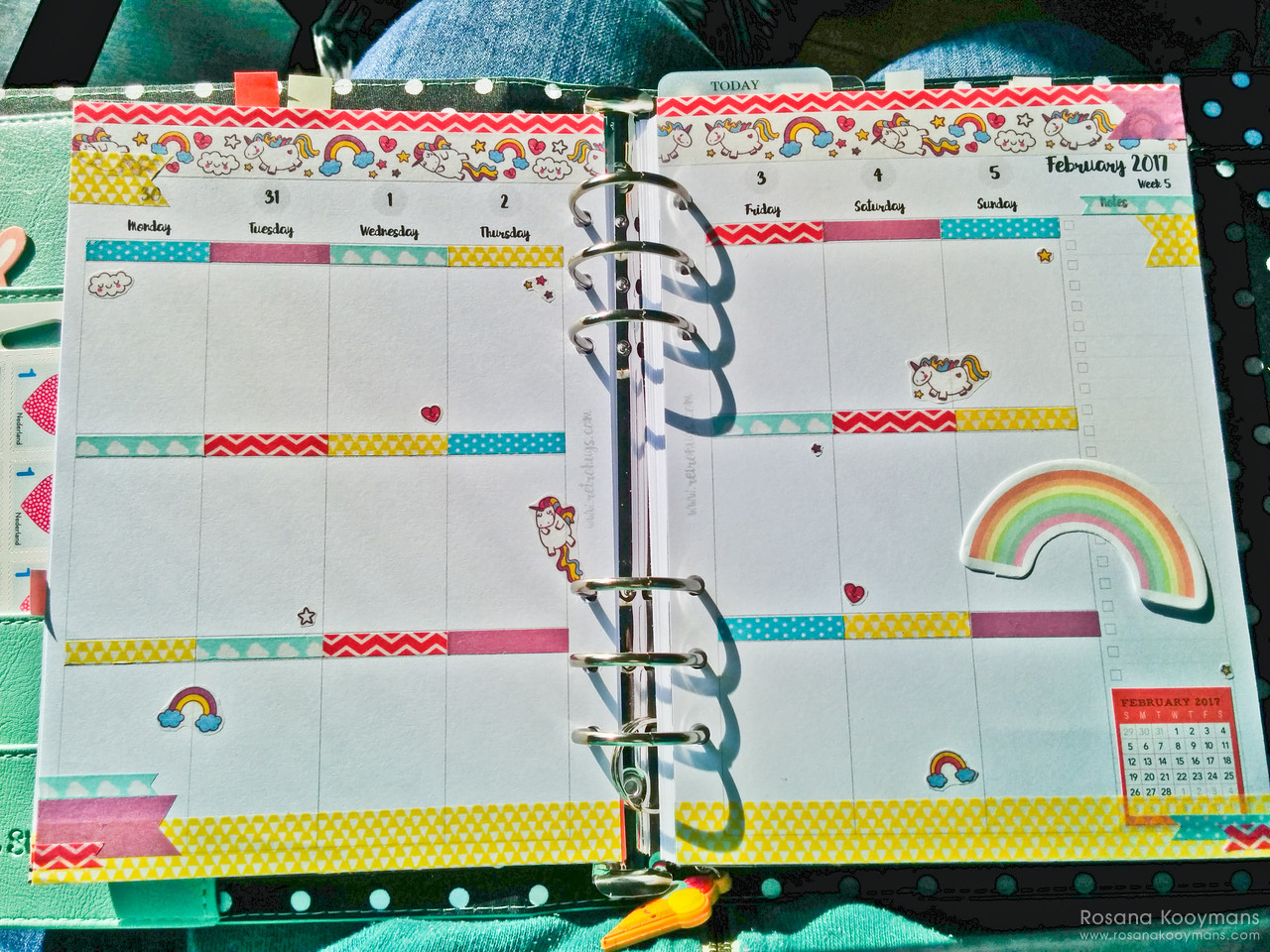 Unicorns and Rainbows 365 - March 16, 2017: Unicorn spread WO2P planner Carpe Diem Simple Stories Robin's Egg